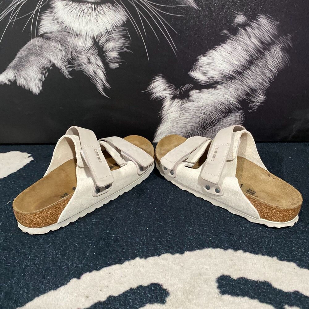 Birkenstock Uji 1024800 Slide Sandal Unisex M4/W6 White Suede Slip-On Casual - Picture 4 of 9